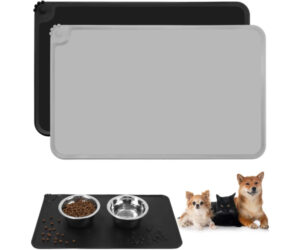 2er Set Napfunterlage für Hunde, Katzen, wasserfeste und rutschfeste Futterunterlage aus Silikon, Futtermatte